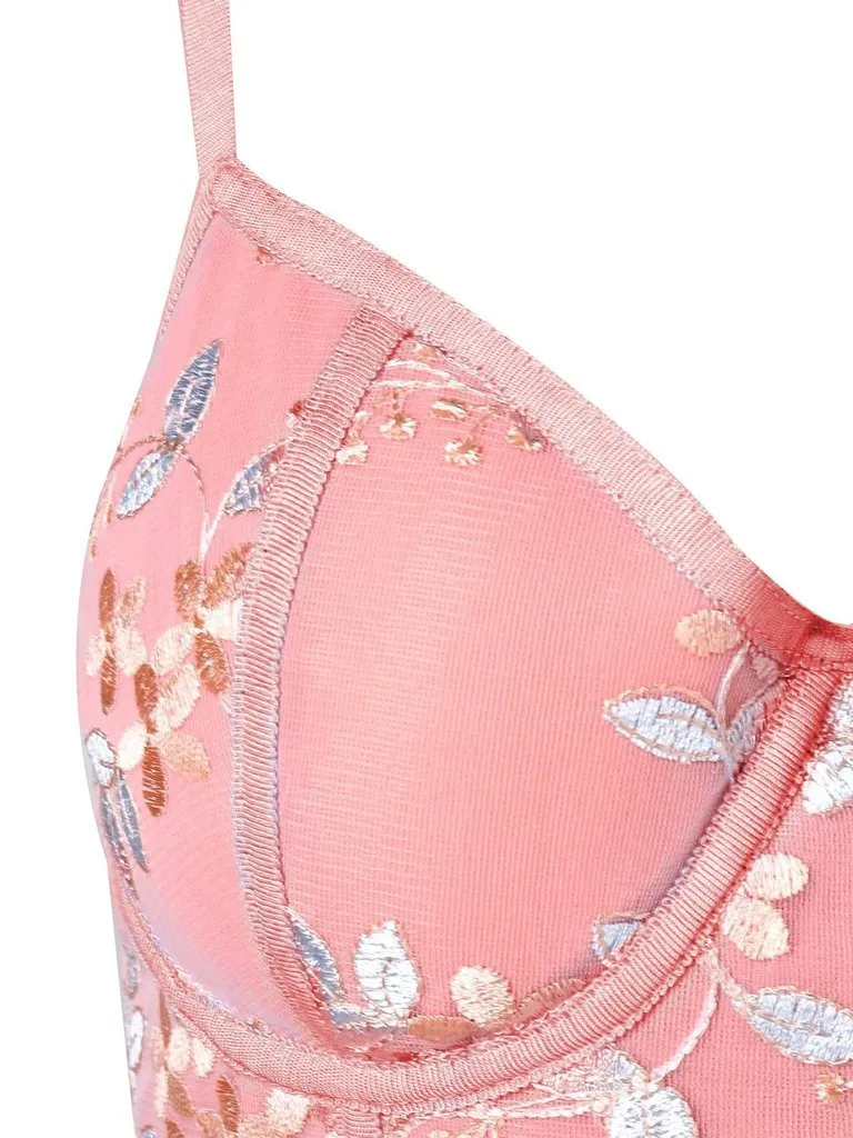 1950s Floral Embroidery Dress