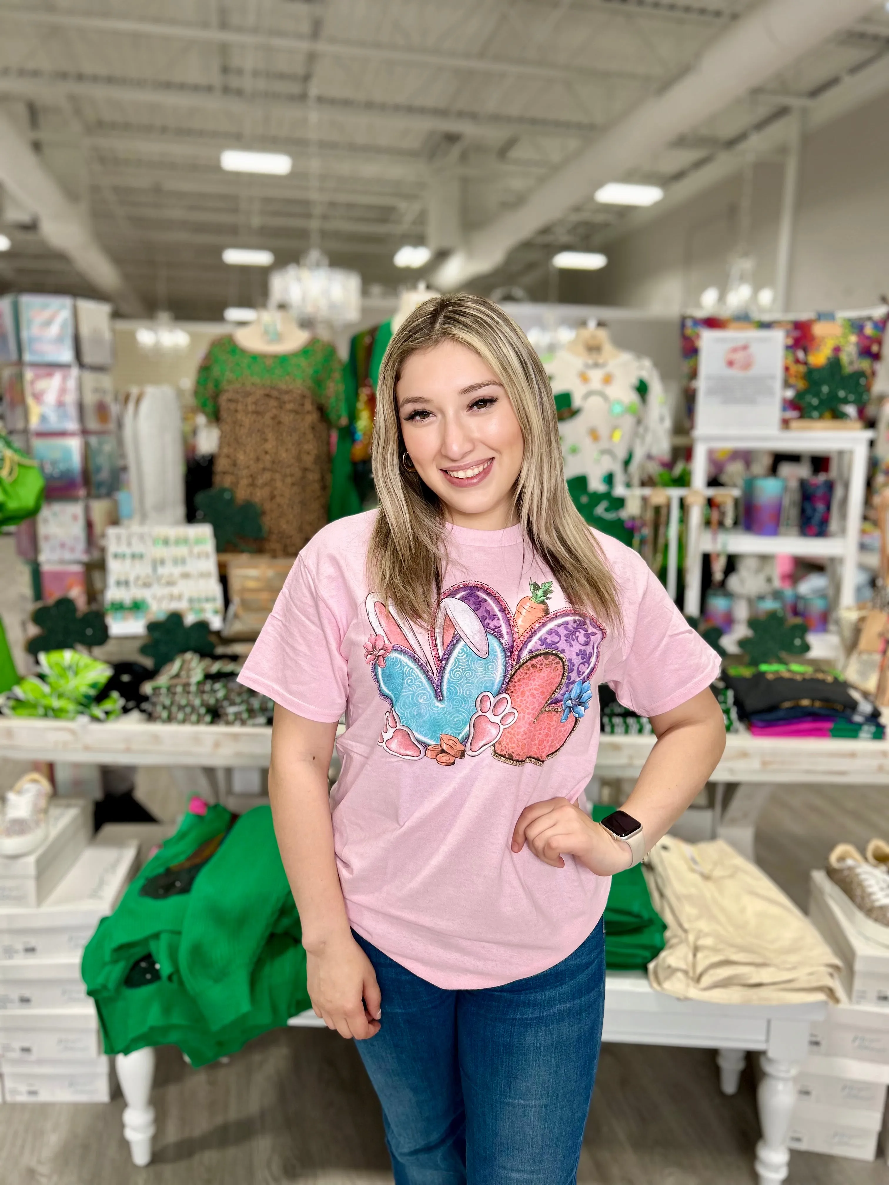 3 HEART EASTER BUNNY TEE