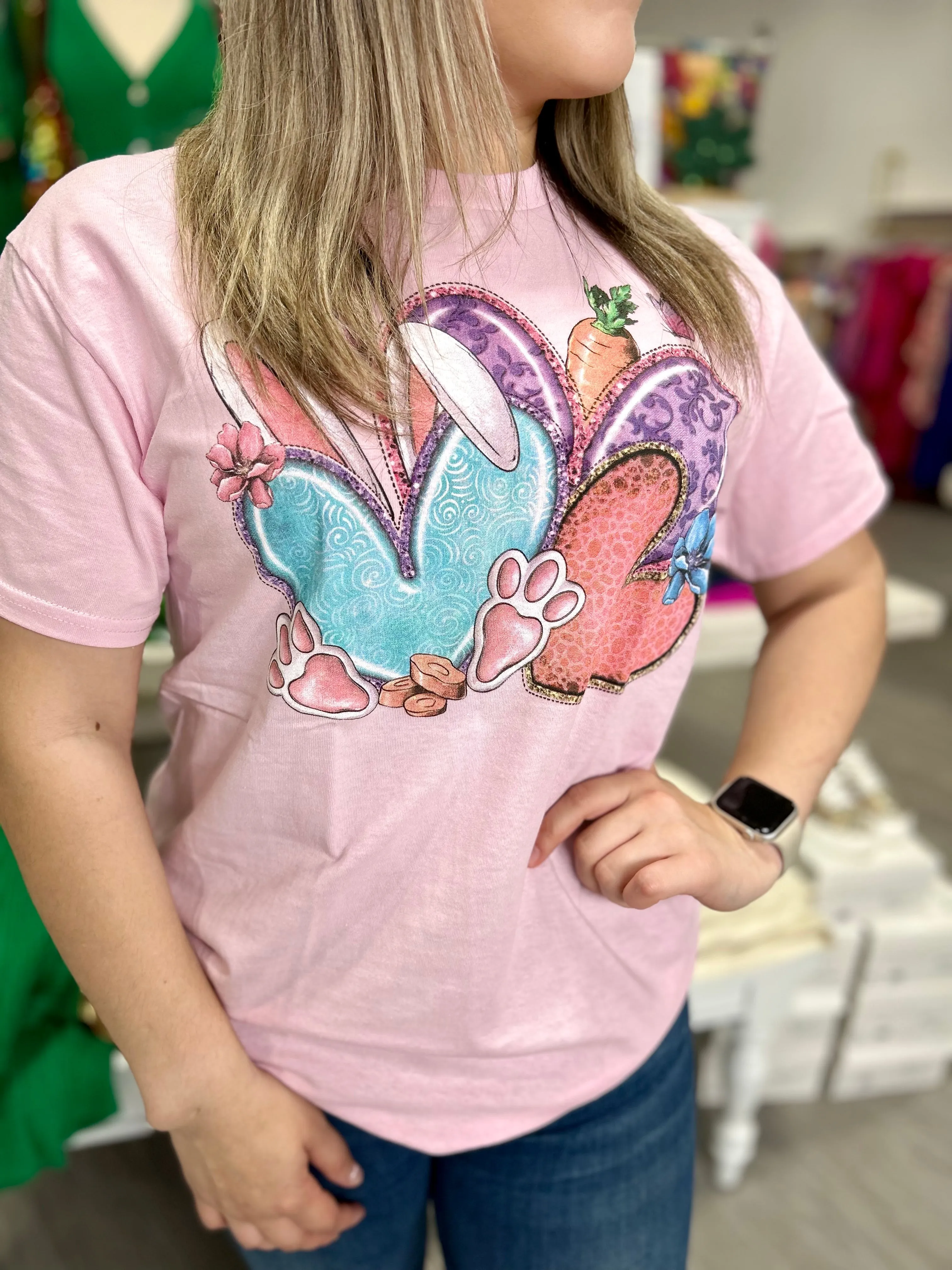 3 HEART EASTER BUNNY TEE