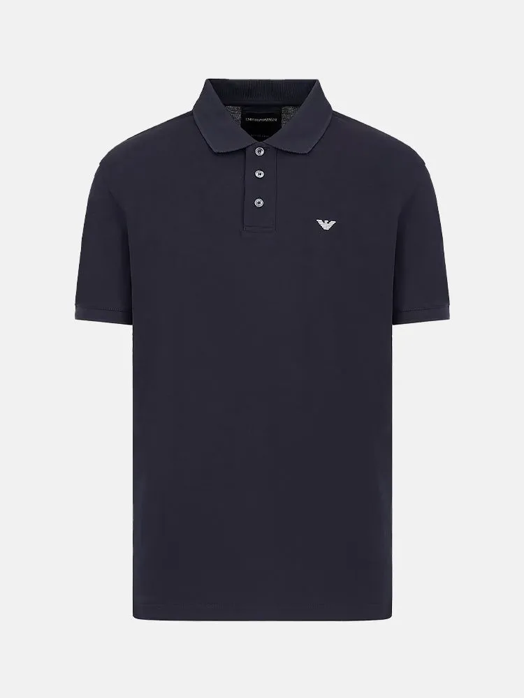 Armani Mercerised piqué polo shirt with micro eagle