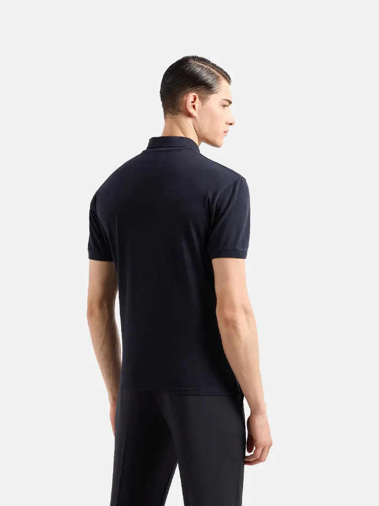 Armani Mercerised piqué polo shirt with micro eagle