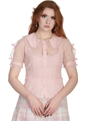 Banned Alternative Naomi Hearts 40's Blouse Pink