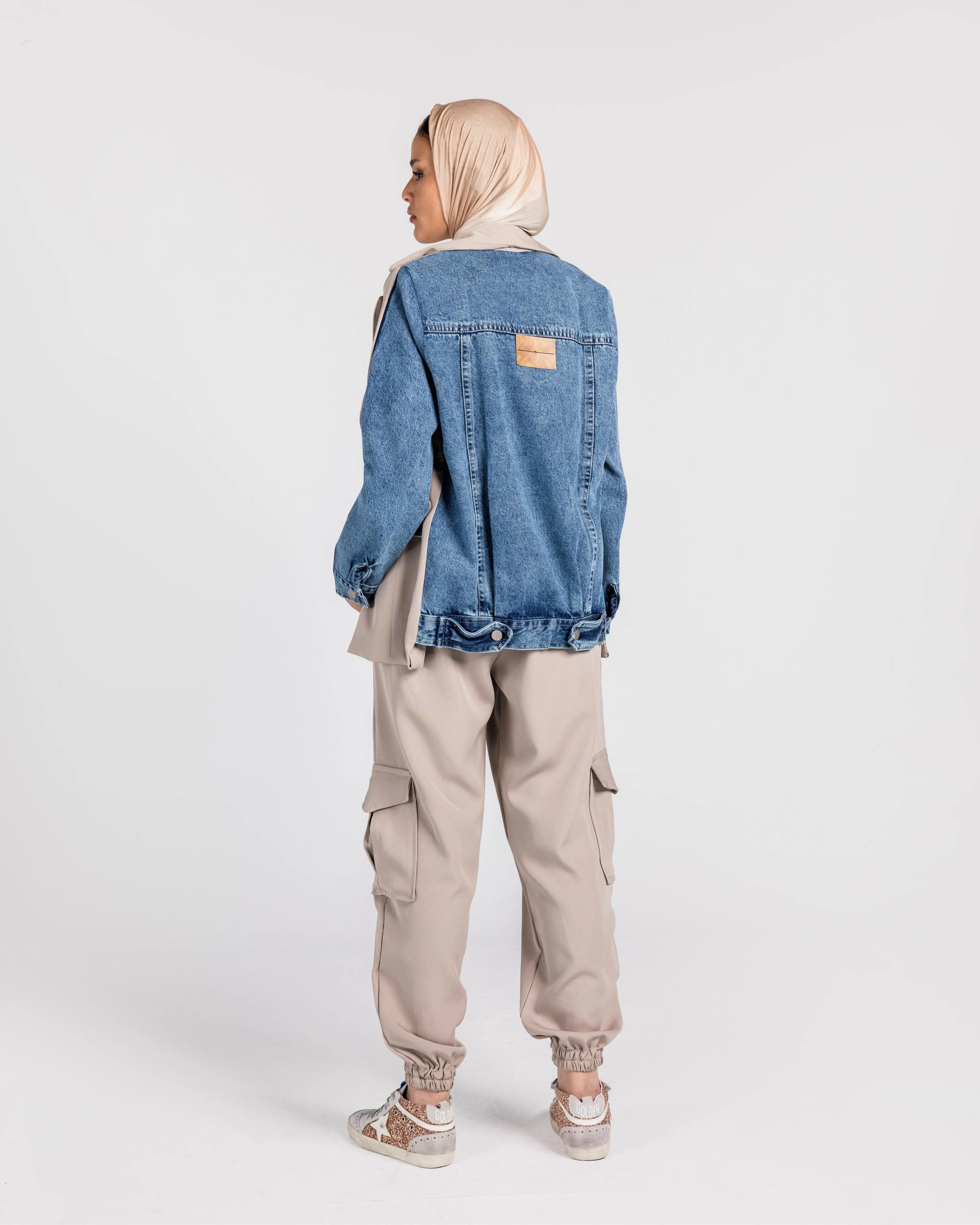 Beige Blazer Denim Set