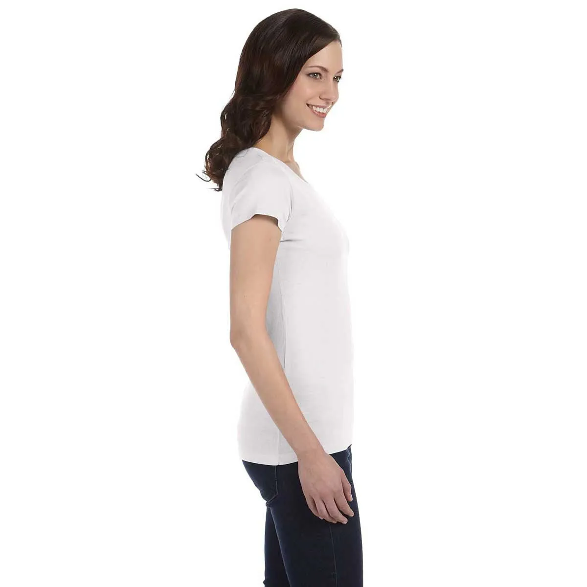Bella   Canvas Women's White Sheer Jersey Short-Sleeve T-Shirt
