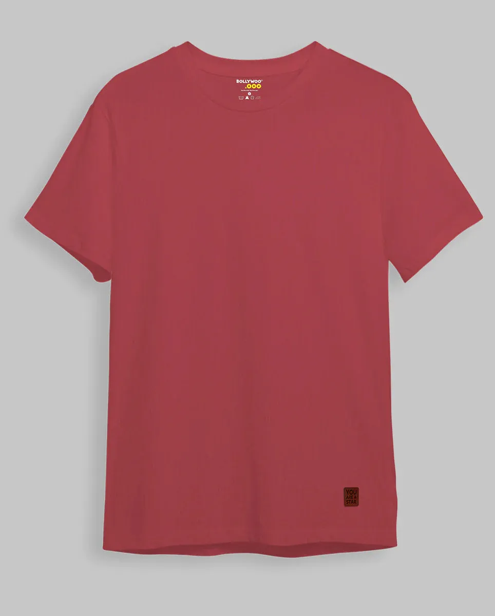 BKB Solid Round Neck Maroon T-Shirt