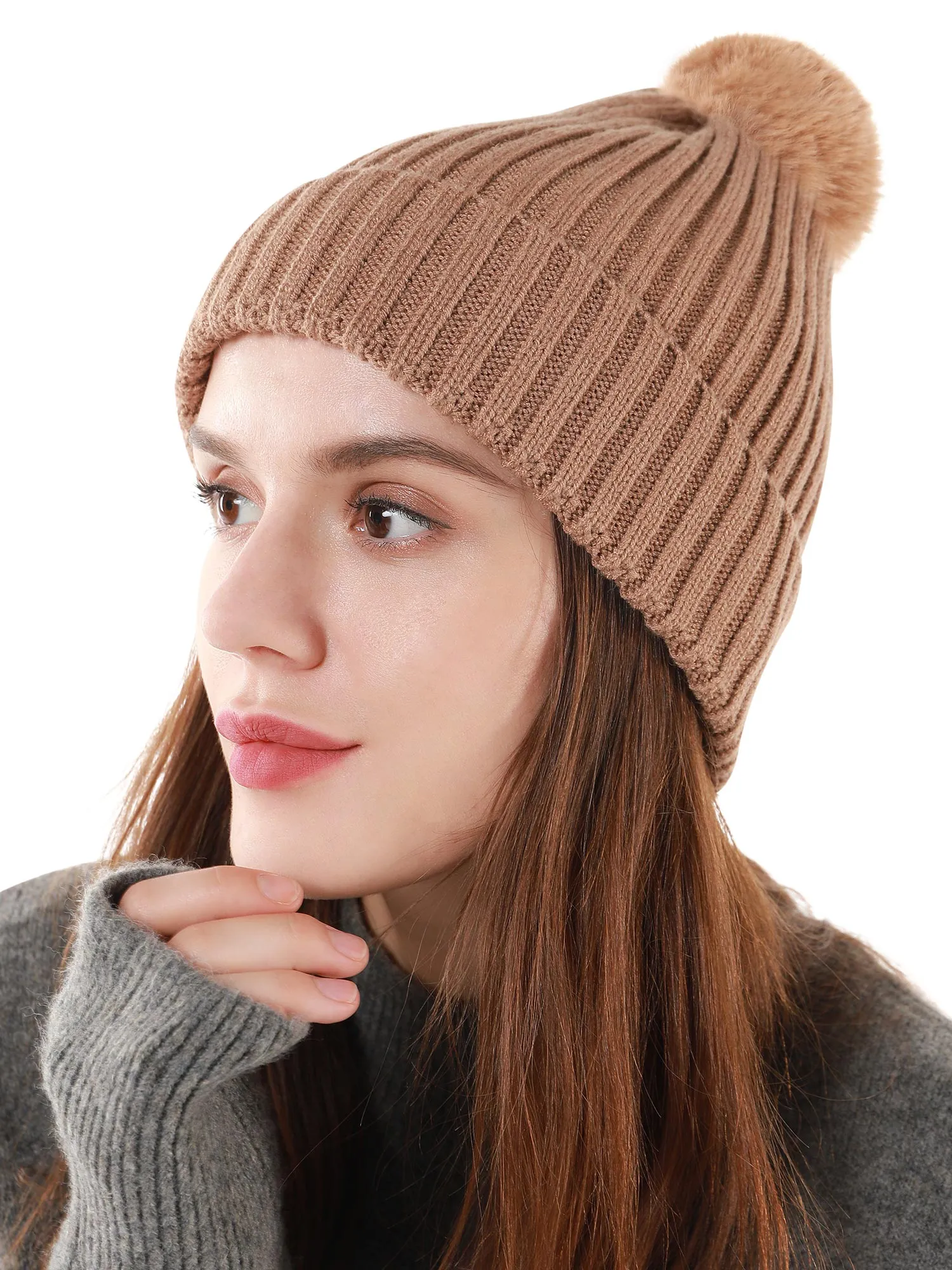 Cable Knit Lined Winter Beanie Hats