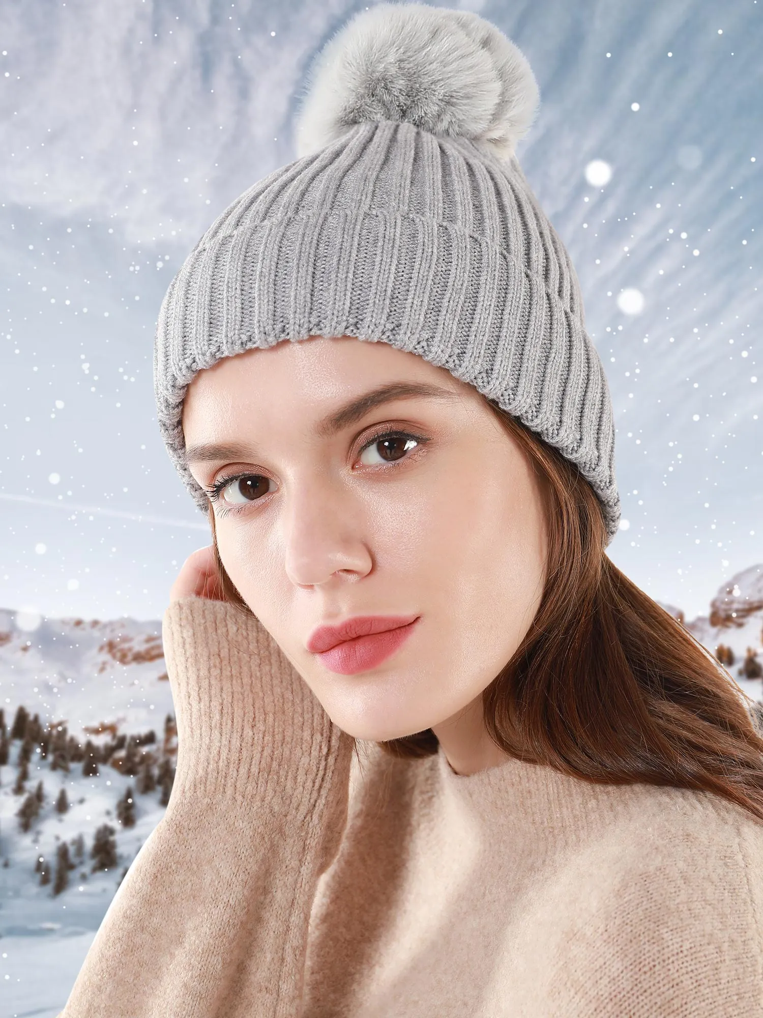 Cable Knit Lined Winter Beanie Hats