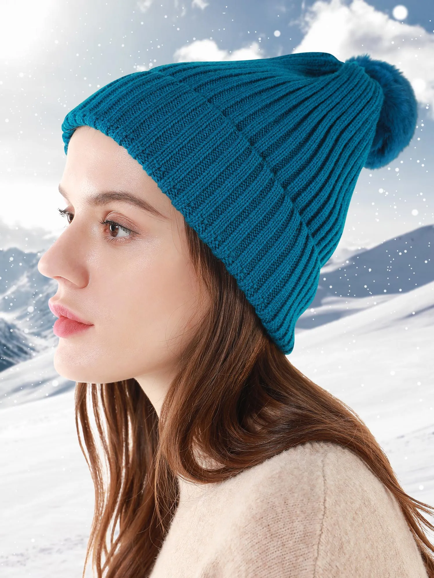 Cable Knit Lined Winter Beanie Hats