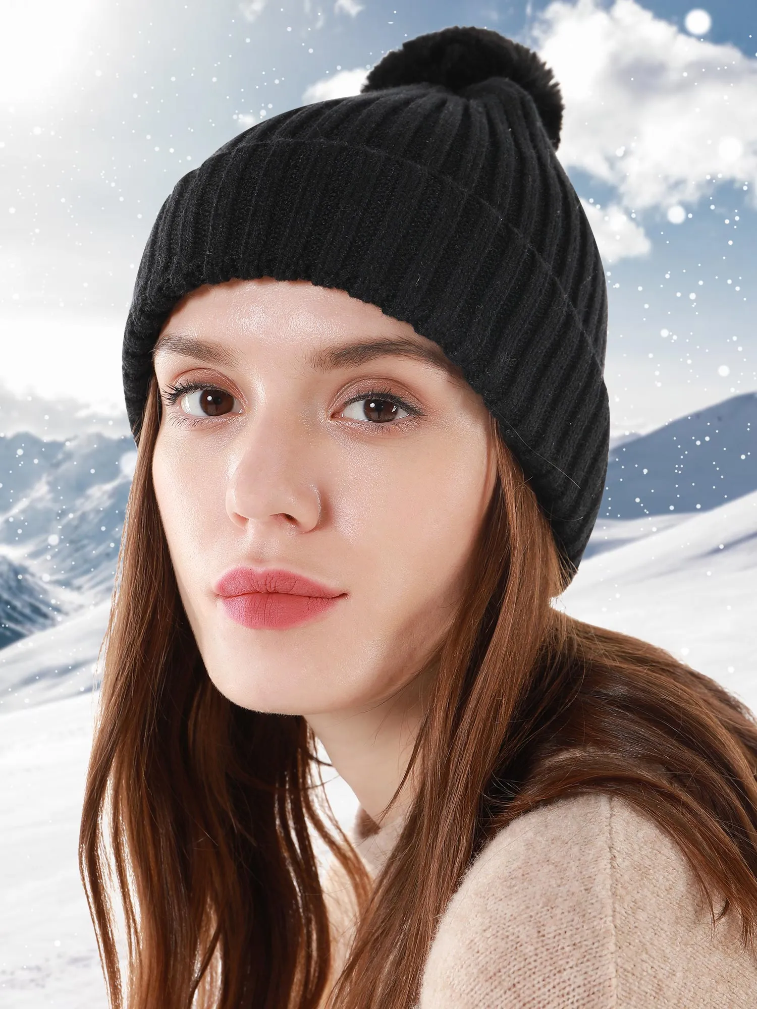 Cable Knit Lined Winter Beanie Hats