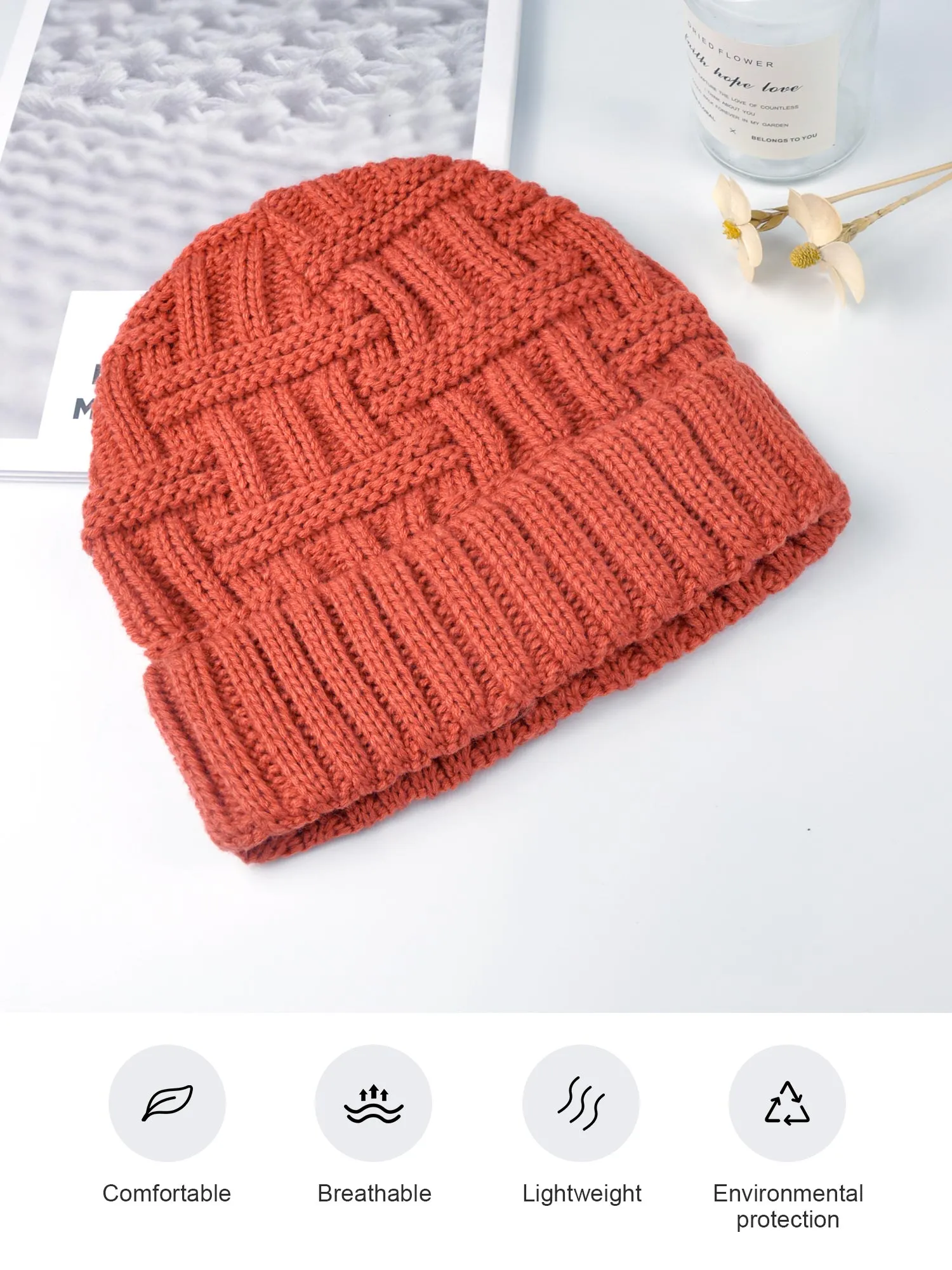 Cable Knit Lined Winter Beanie Hats