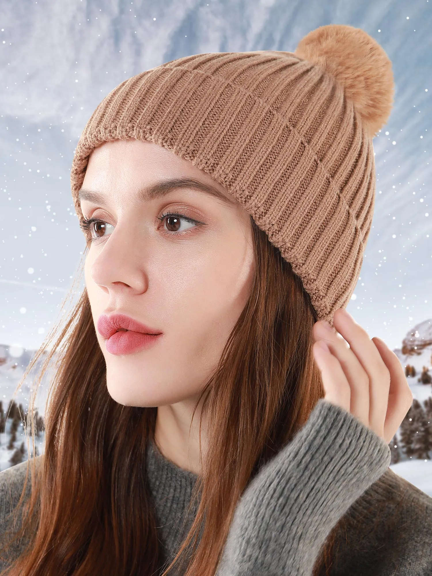 Cable Knit Lined Winter Beanie Hats