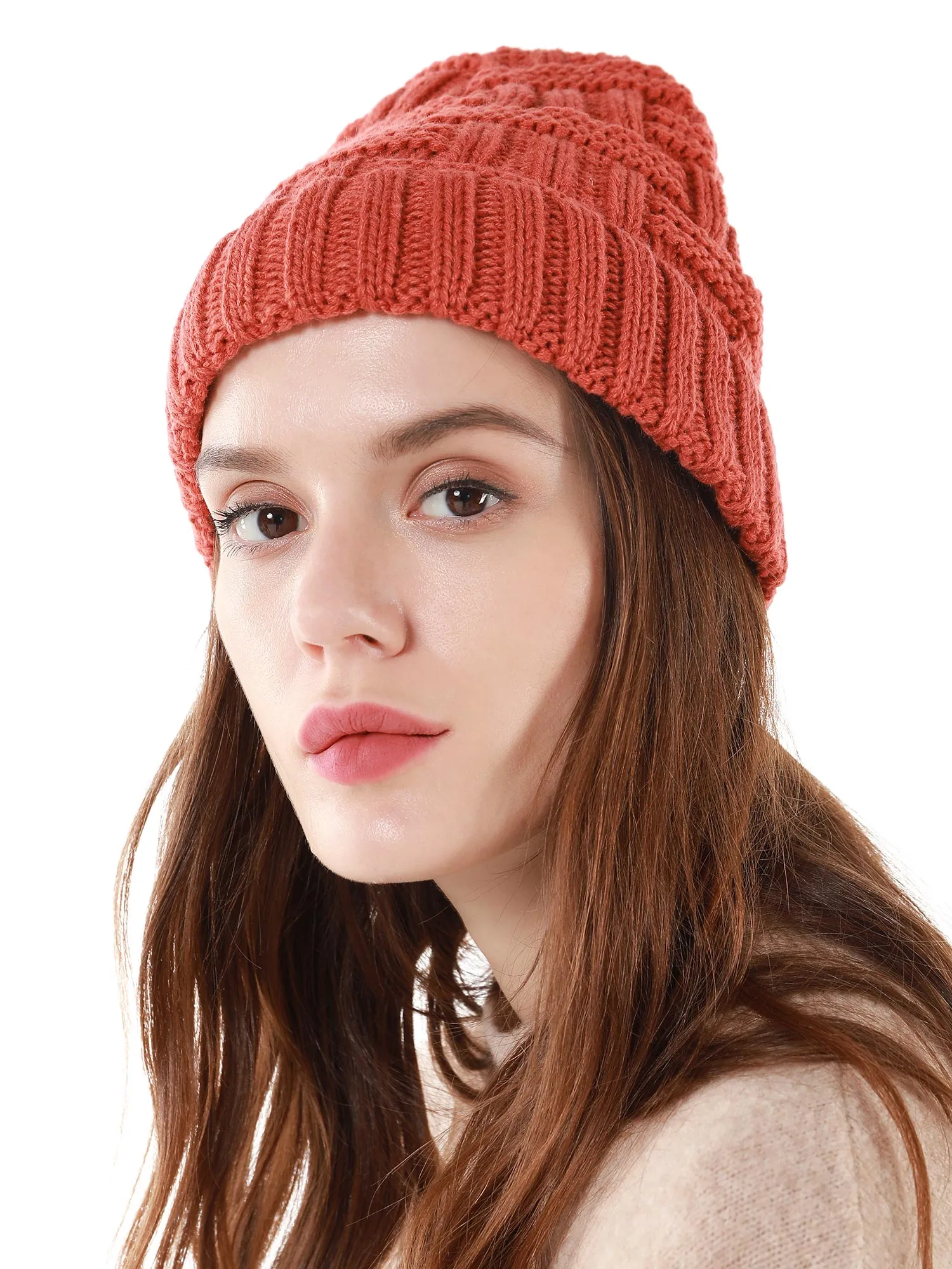 Cable Knit Lined Winter Beanie Hats