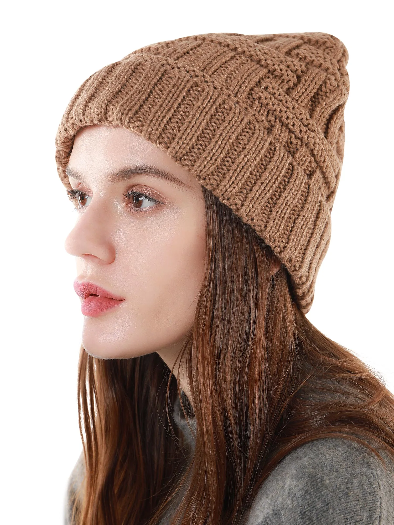 Cable Knit Lined Winter Beanie Hats