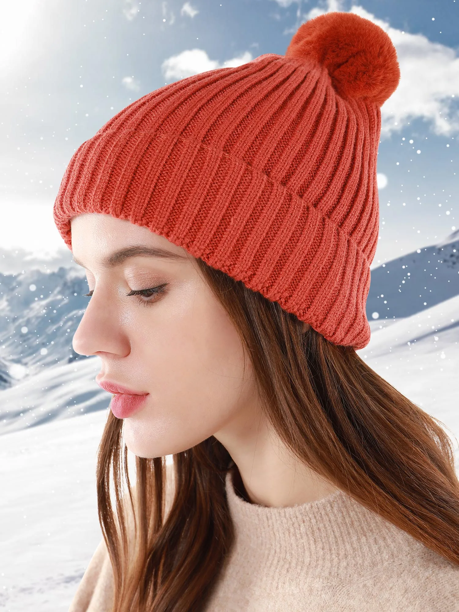 Cable Knit Lined Winter Beanie Hats