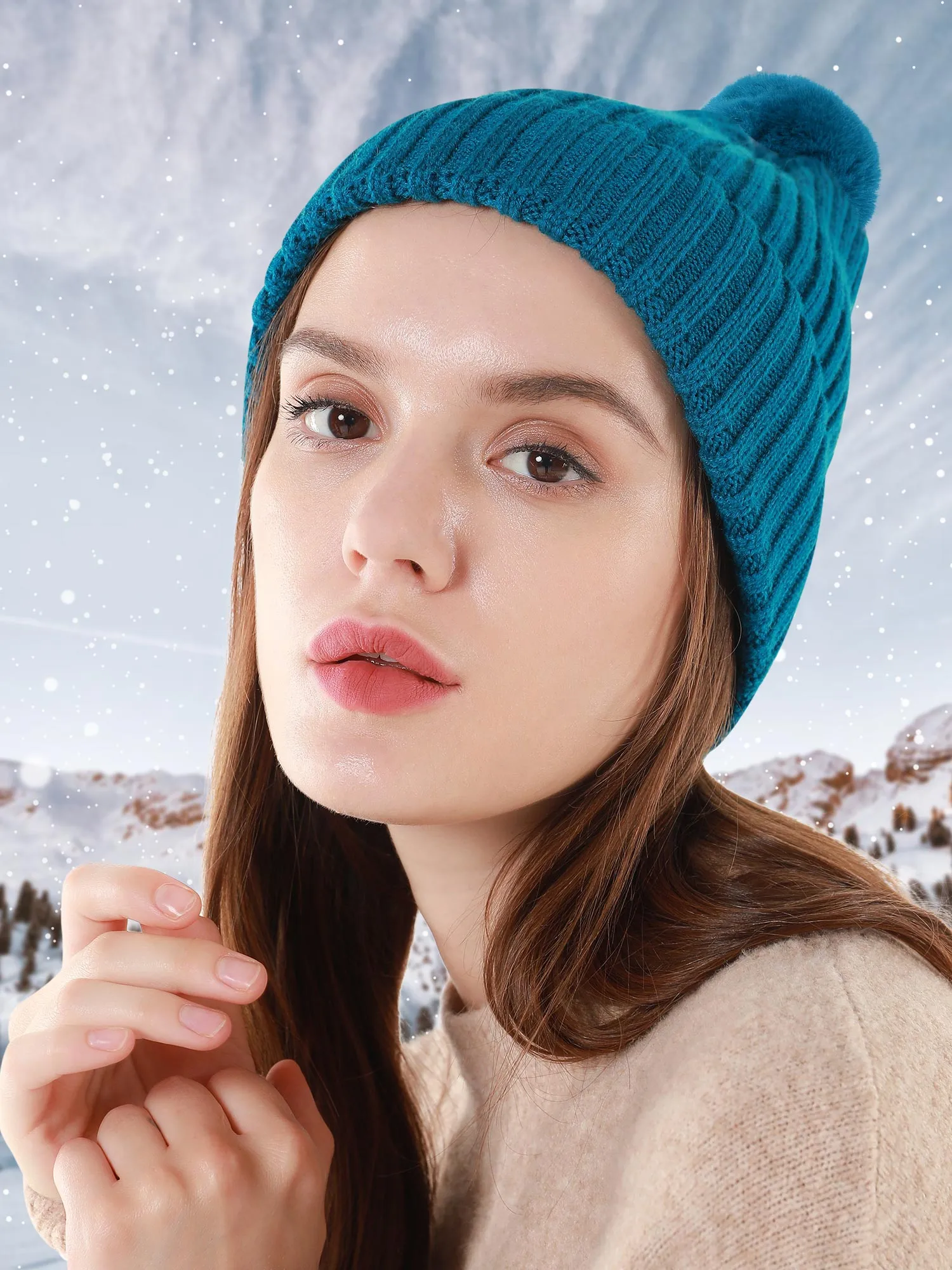 Cable Knit Lined Winter Beanie Hats
