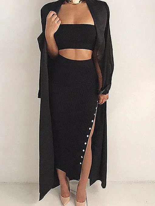 Callie Side Button Sleek Skirt