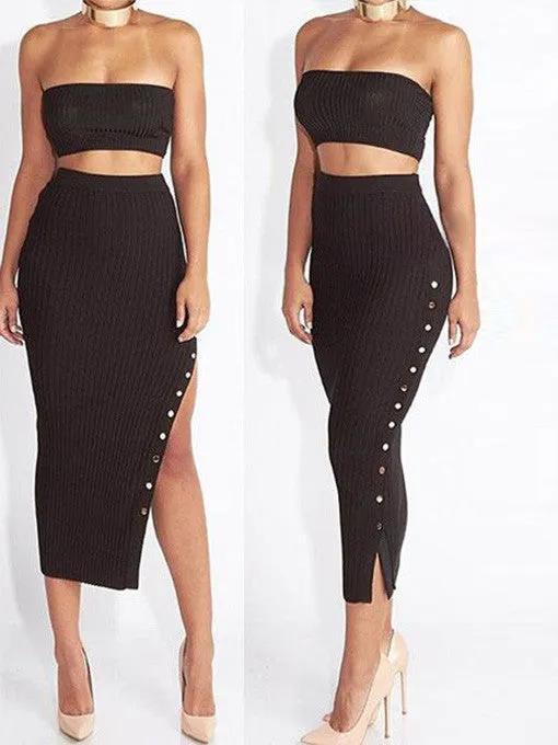 Callie Side Button Sleek Skirt