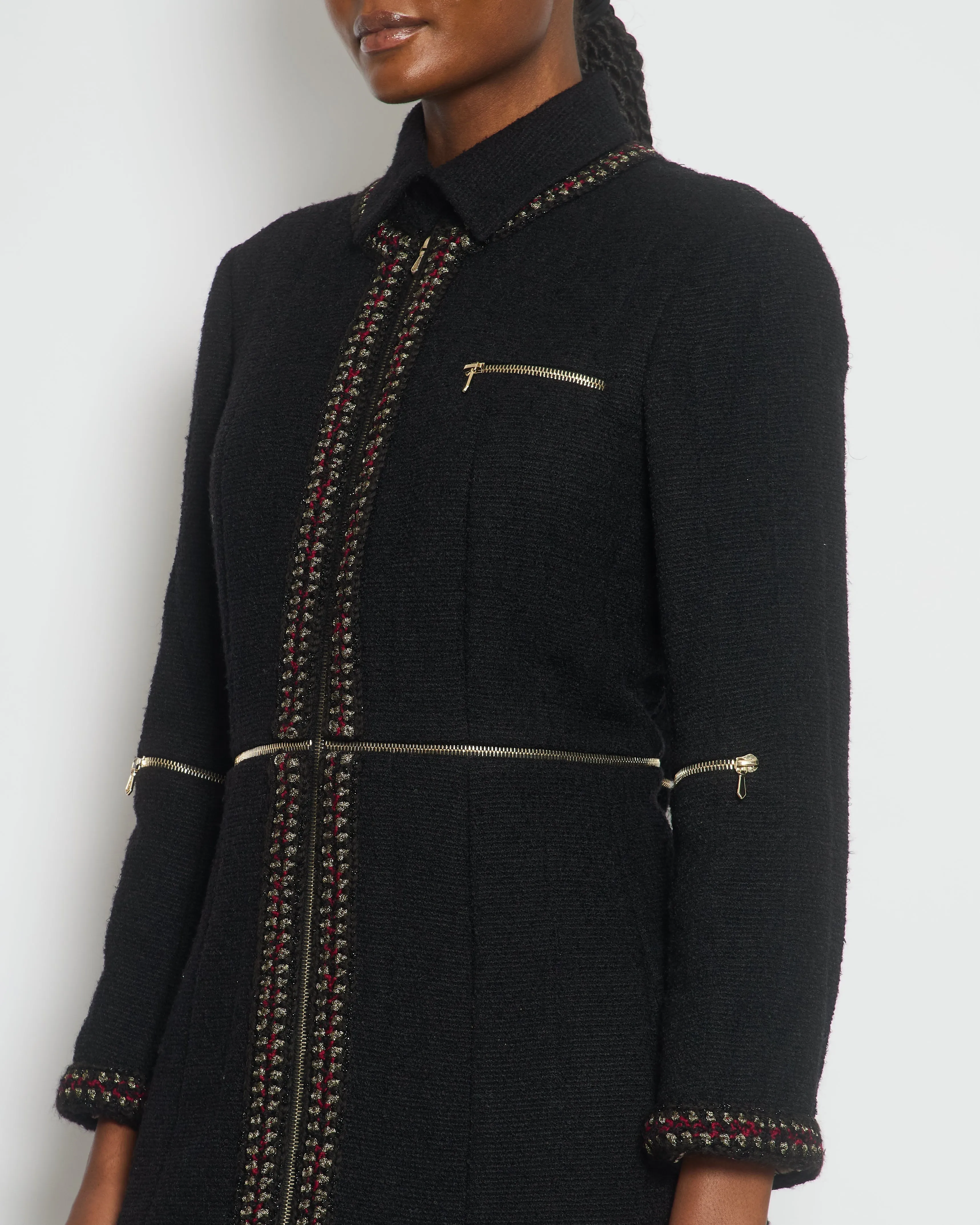 Chanel 10/a Tweed Paris Shanghai Cc Logo Coat Size Fr 44 (uk 16)