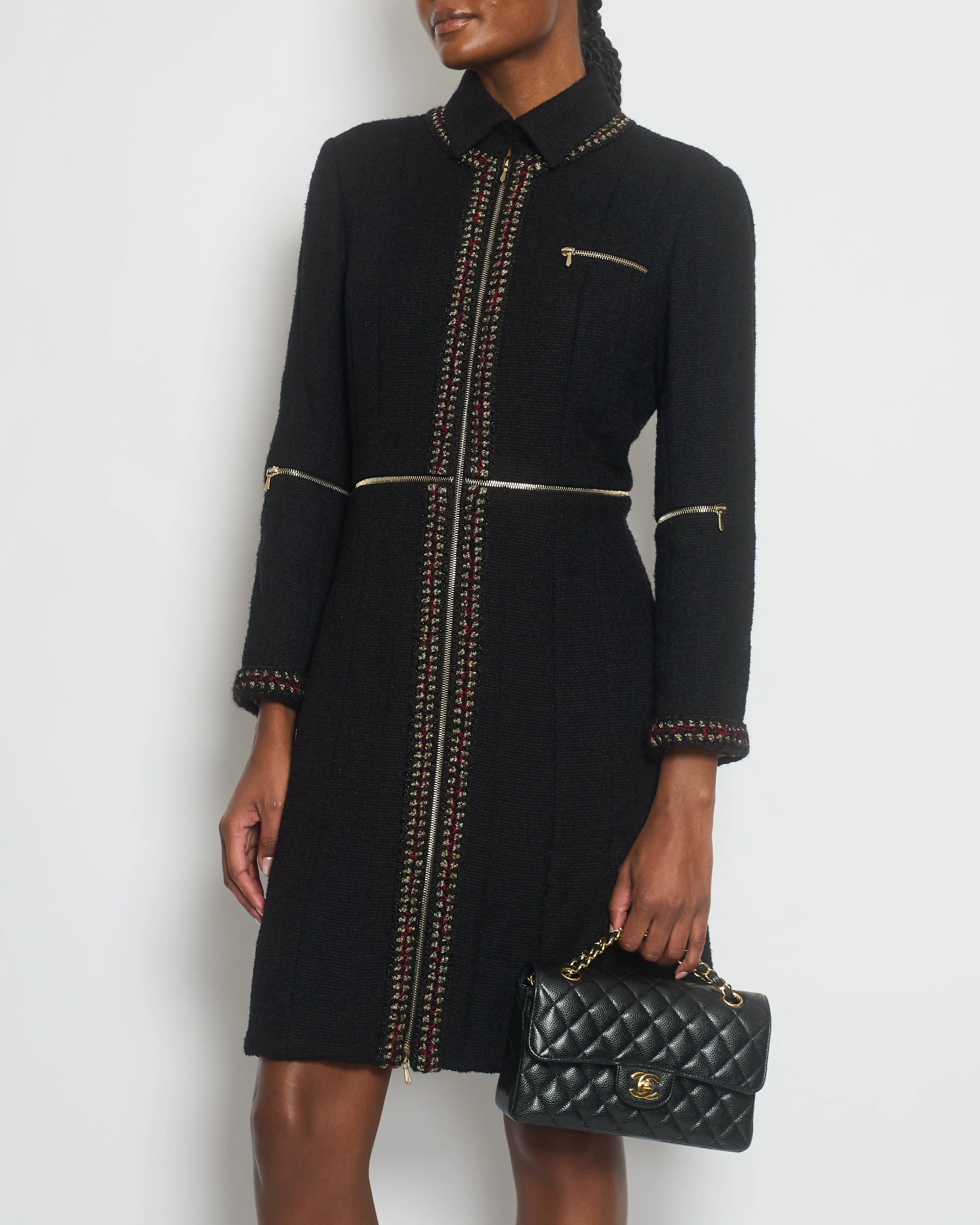 Chanel 10/a Tweed Paris Shanghai Cc Logo Coat Size Fr 44 (uk 16)