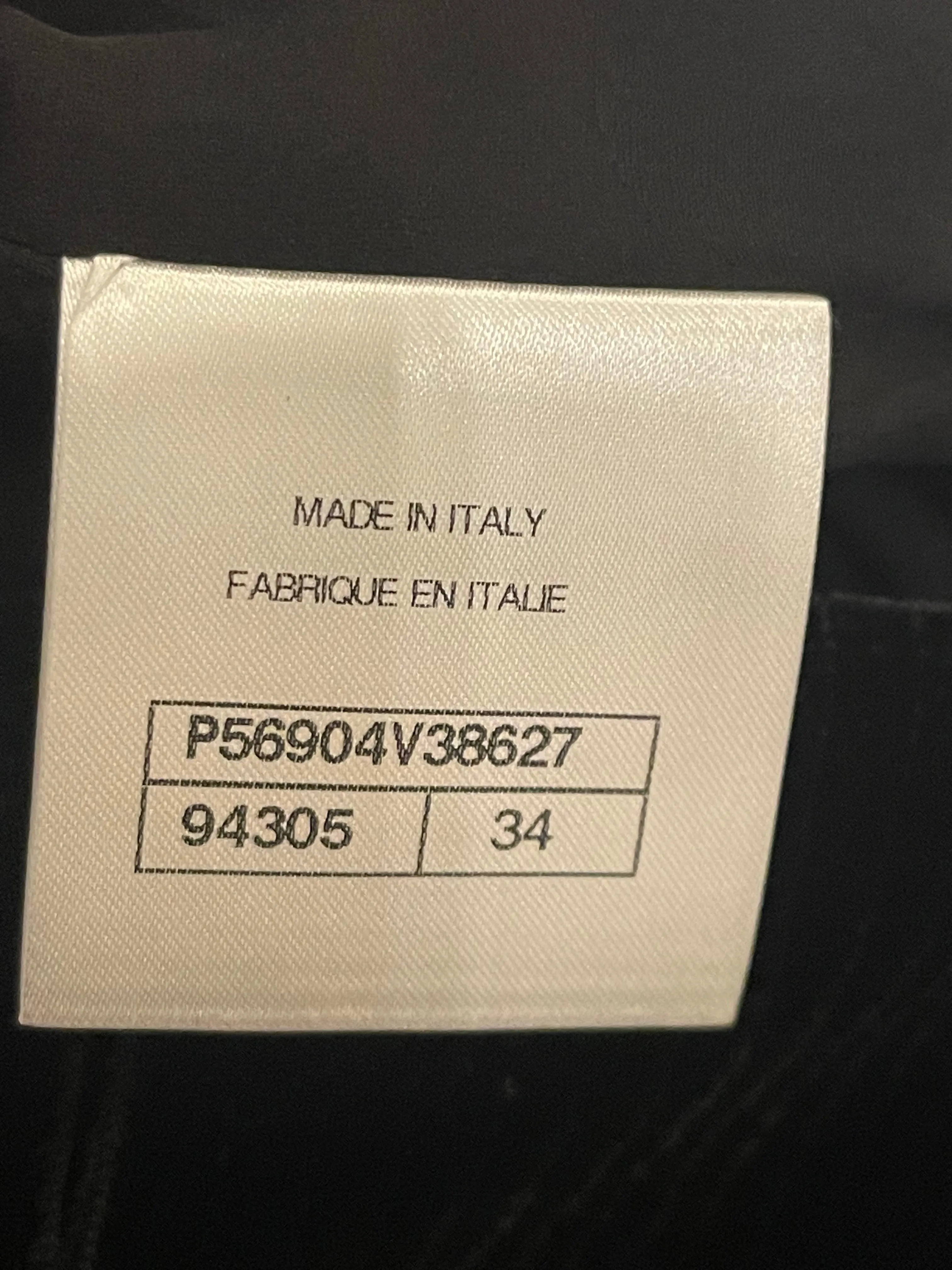 Chanel Black Velvet Belted Coat With Perspex Cc Button Details Size Fr 34 (uk 6)