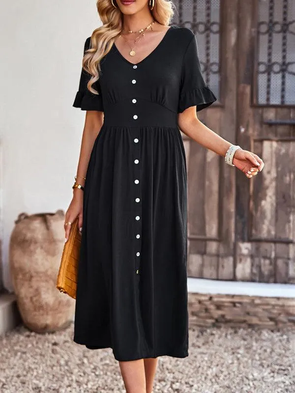 Chic V-Neck Ruffled Skirt: A Harmonious Fusion of Elegance and Comfort