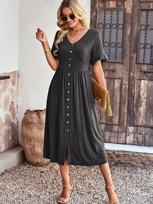 Chic V-Neck Ruffled Skirt: A Harmonious Fusion of Elegance and Comfort