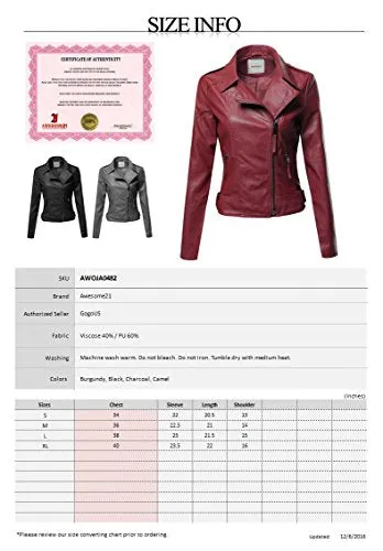 Classic Biker Jacket Various Colors Camel Size M