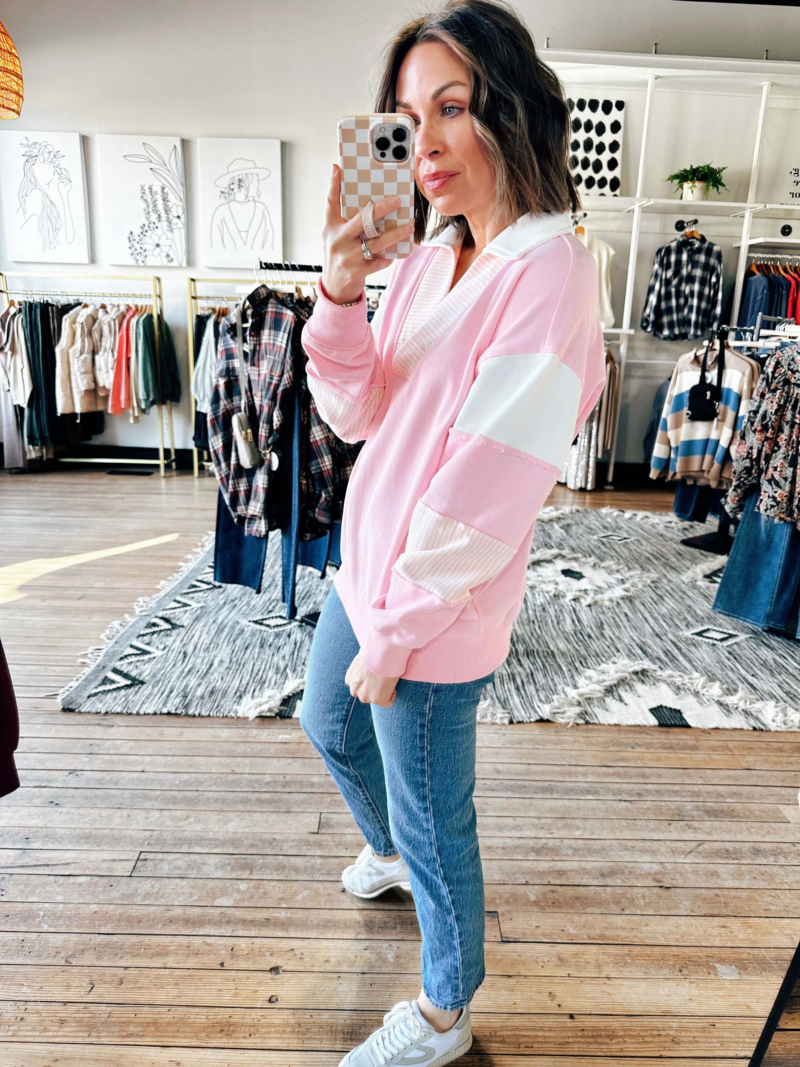 Colorwave V-Neck Terry Pullover-2 Colors -ALL SALES FINAL