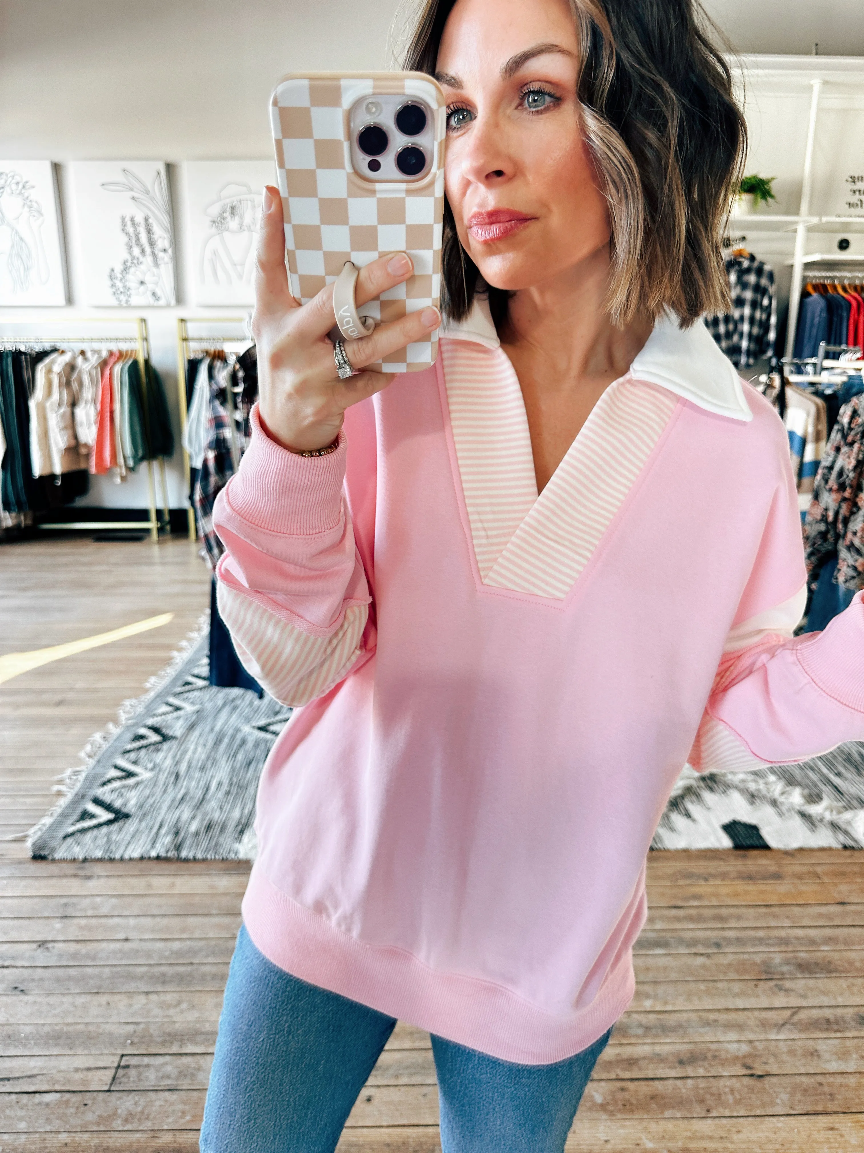 Colorwave V-Neck Terry Pullover-2 Colors -ALL SALES FINAL