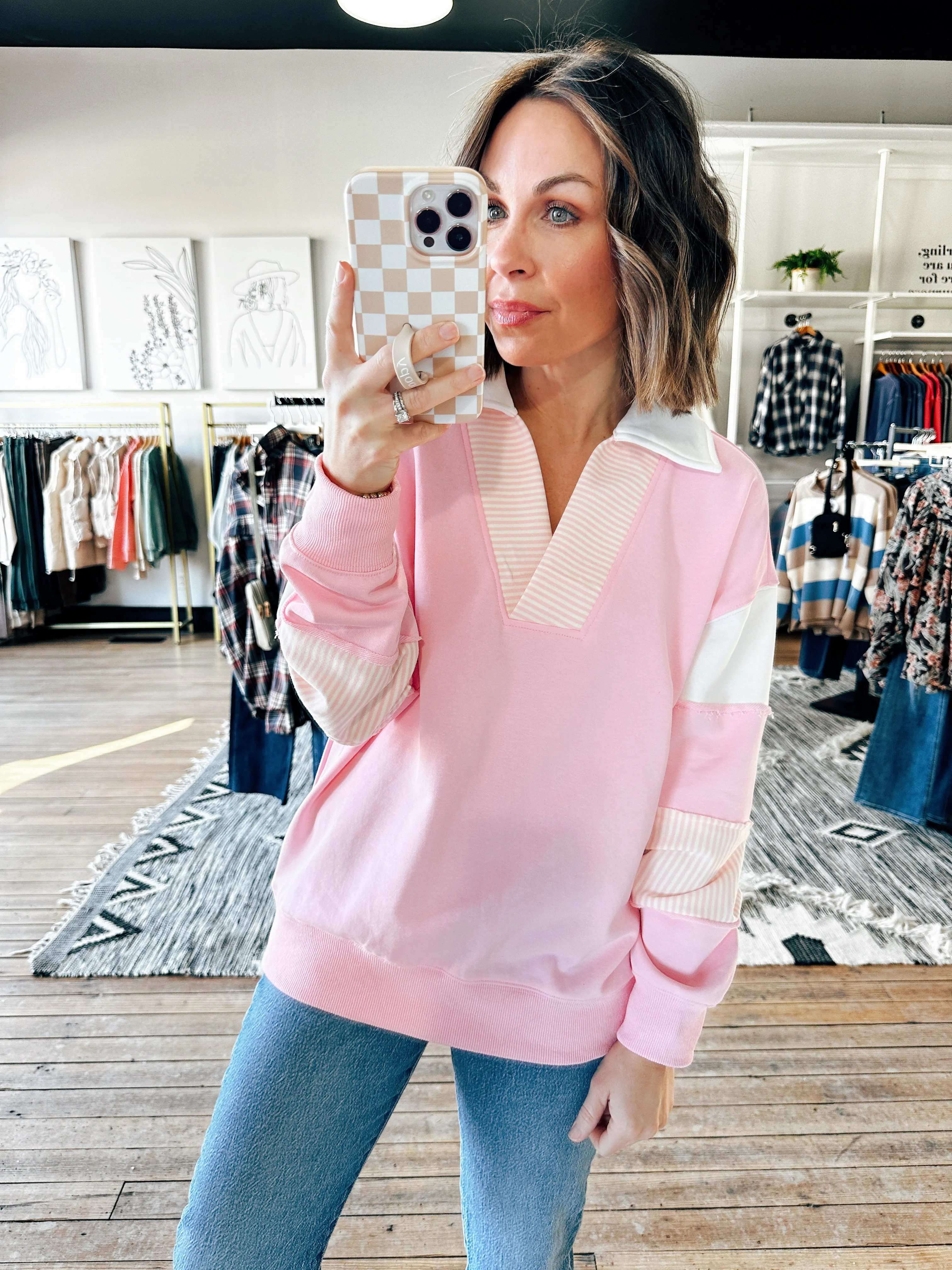 Colorwave V-Neck Terry Pullover-2 Colors -ALL SALES FINAL