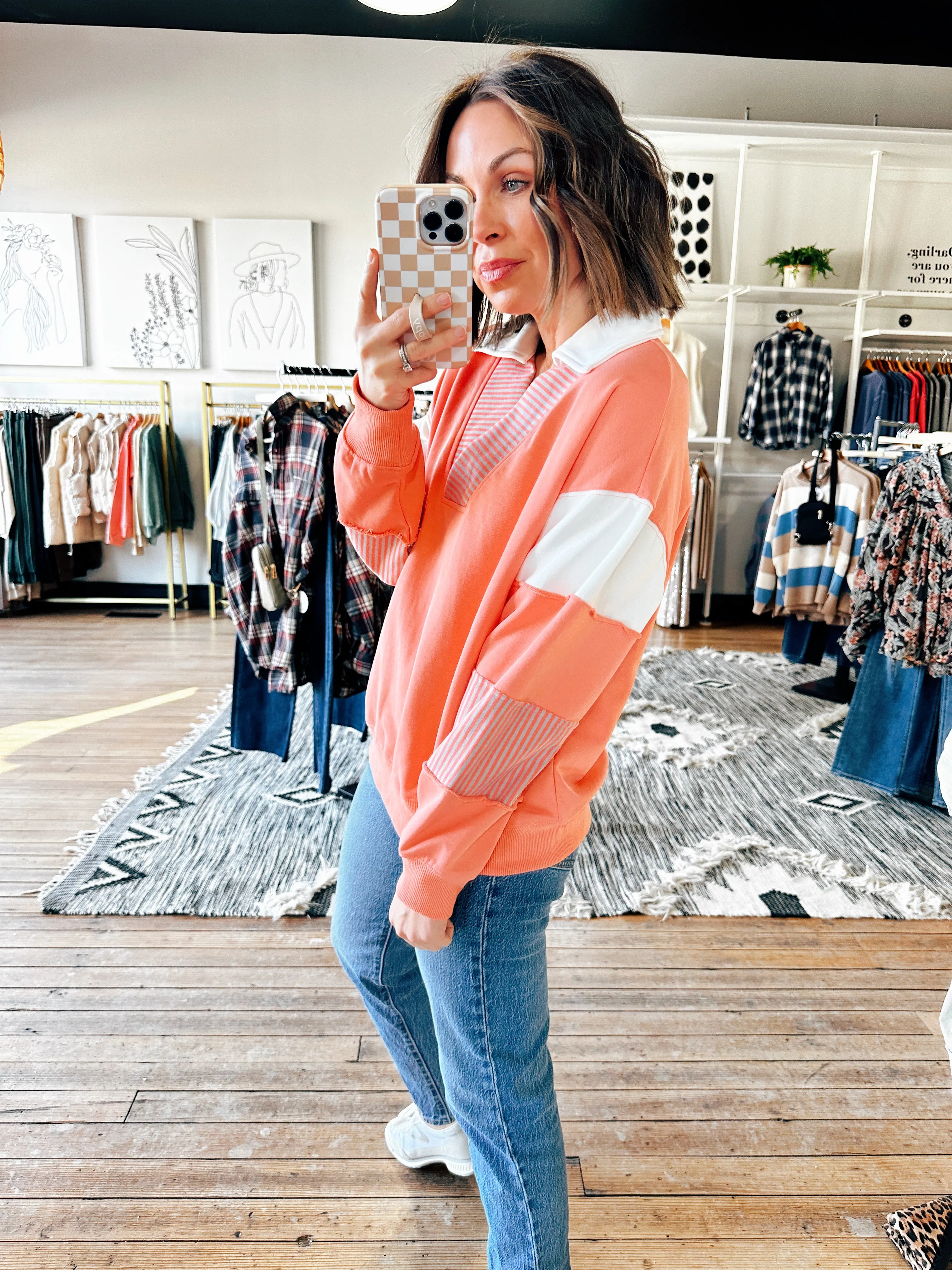 Colorwave V-Neck Terry Pullover-2 Colors -ALL SALES FINAL