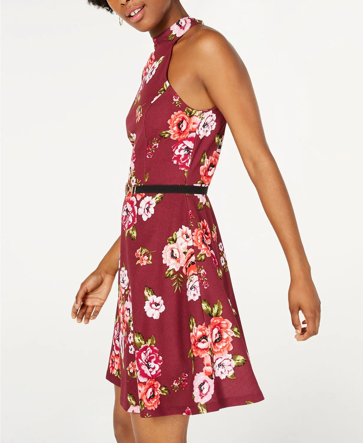 Crave Fame Juniors' Belted Skater Dress,