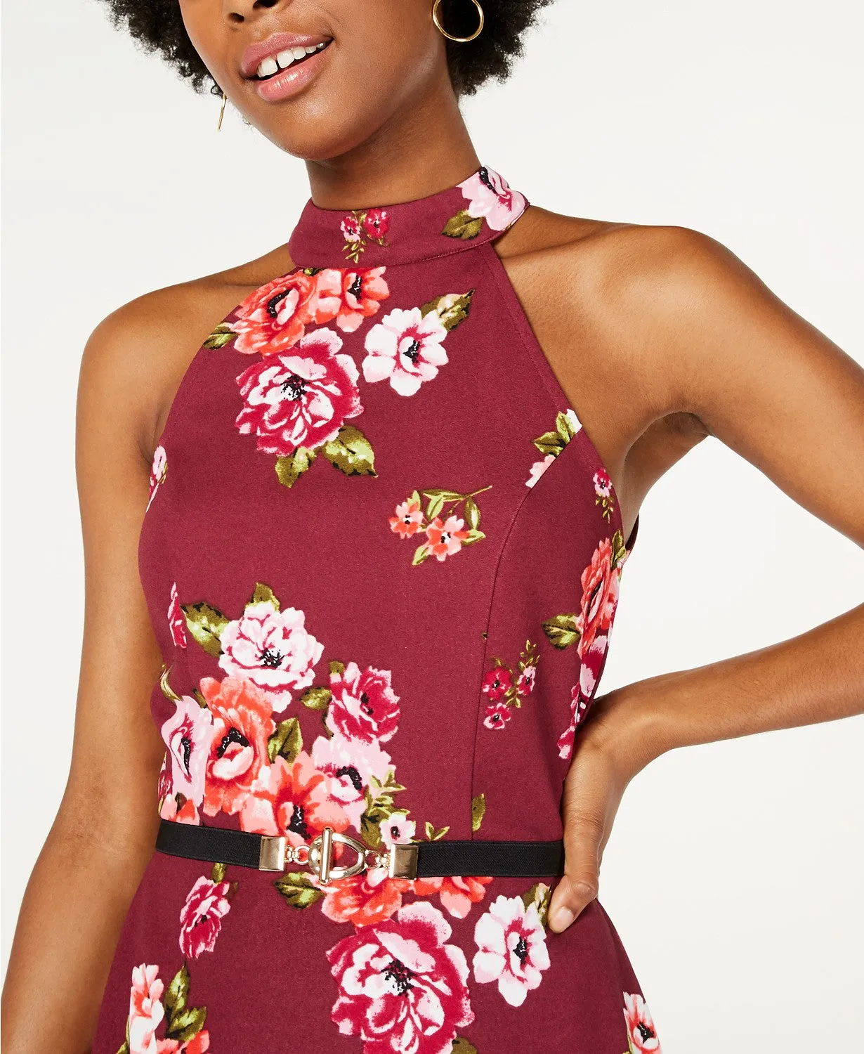 Crave Fame Juniors' Belted Skater Dress,