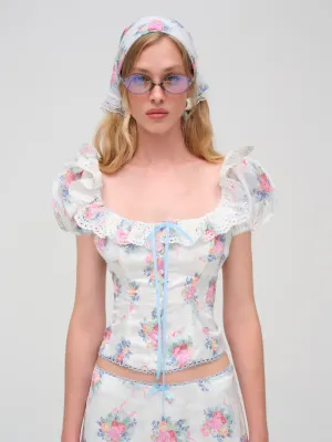 Doily Bouquet Short Sleeve Top