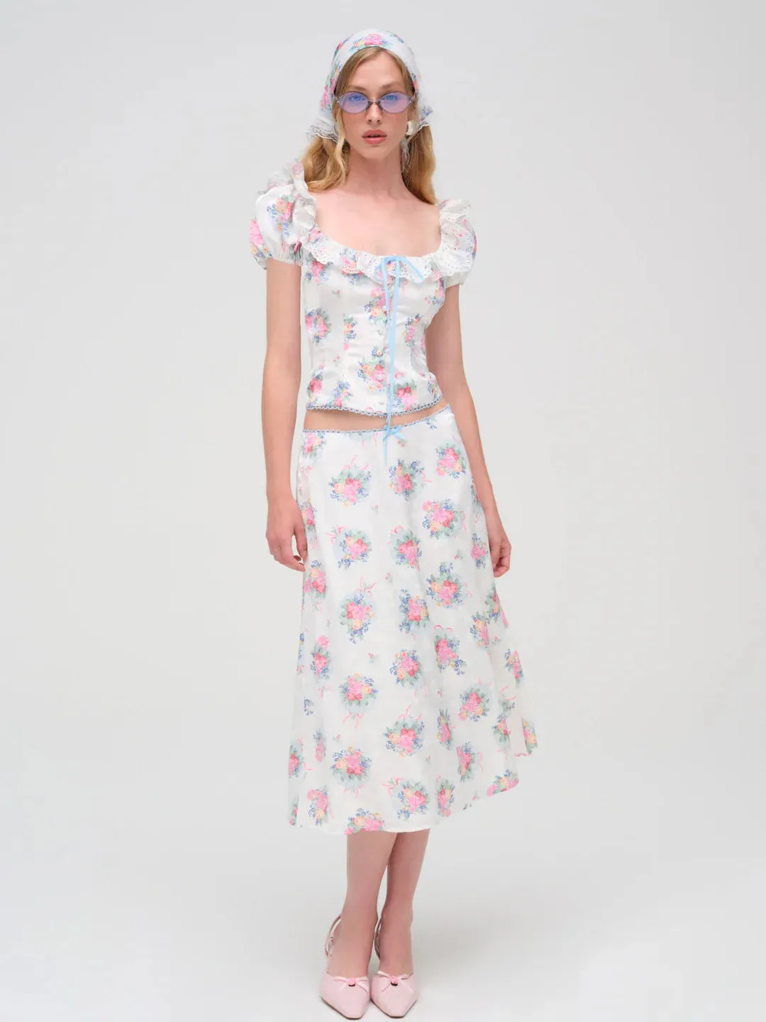 Doily Bouquet Short Sleeve Top