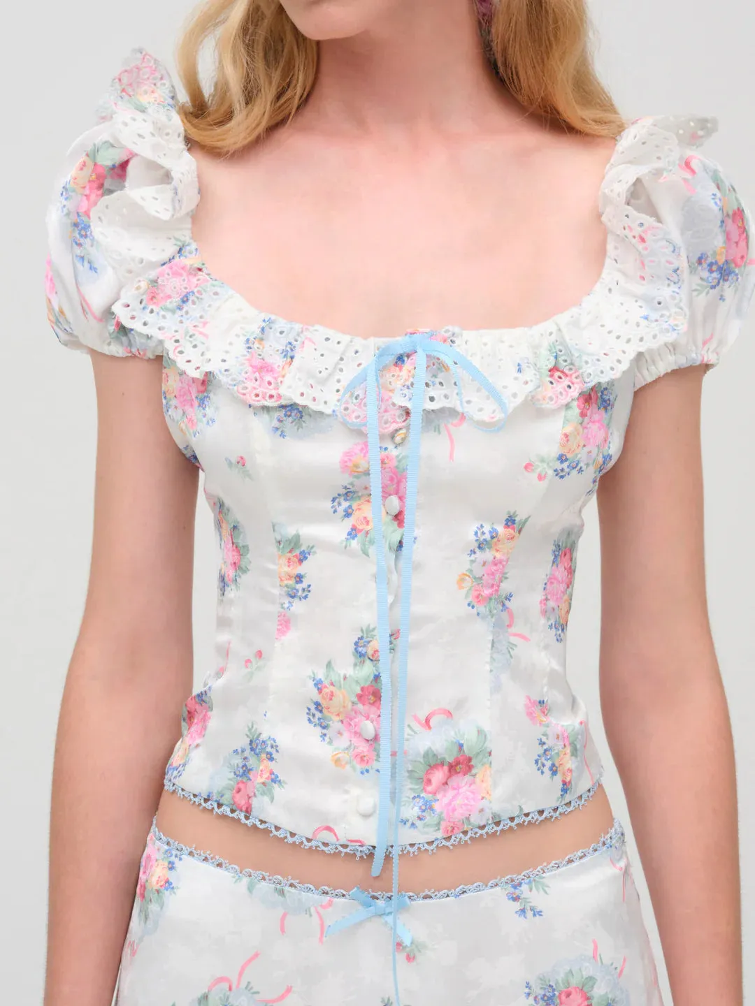Doily Bouquet Short Sleeve Top