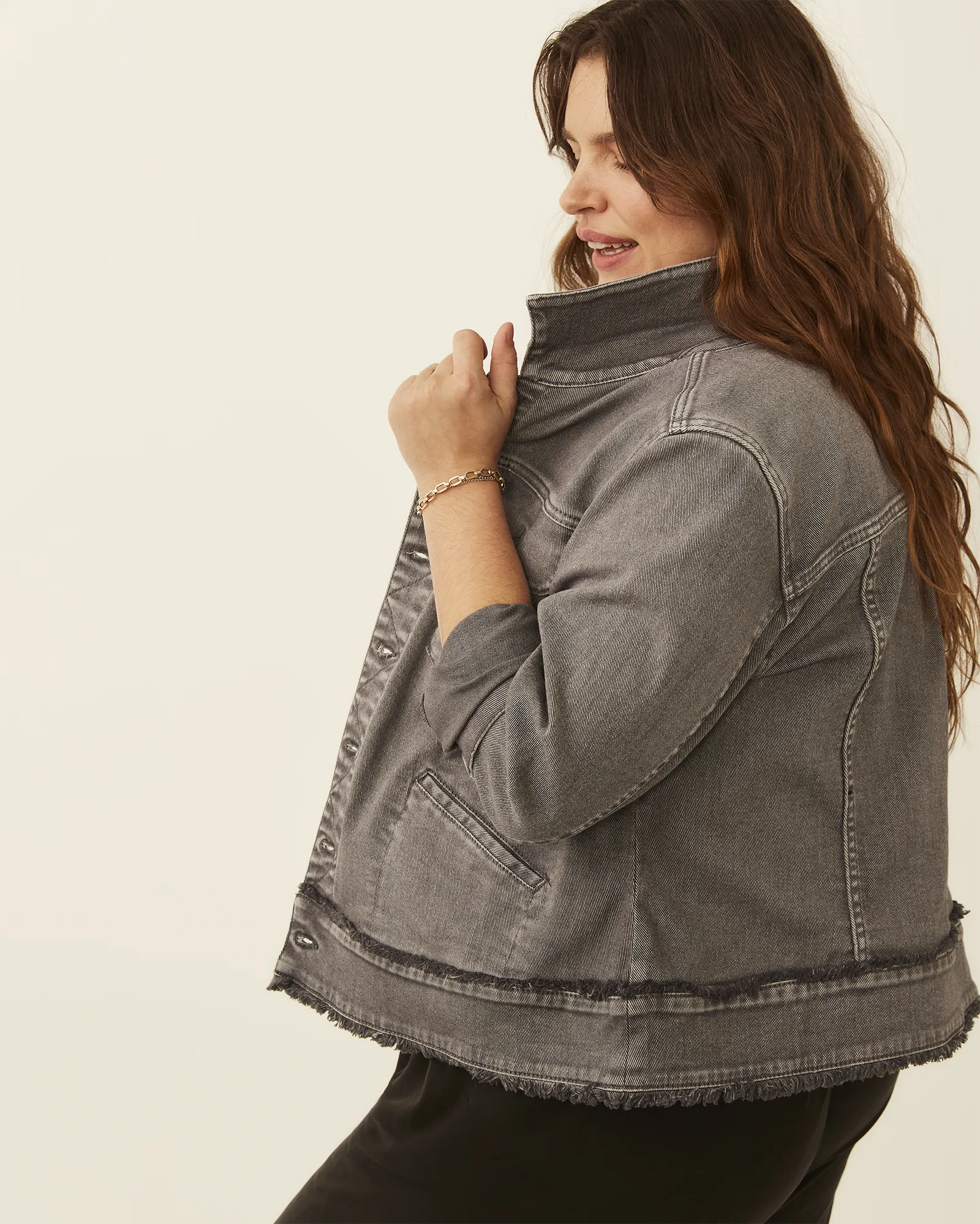 Dolores Fray Edge Jacket | Light Grey