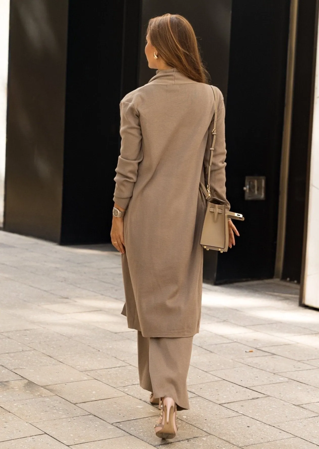 Eirini Knitted Three-Piece Pants Set - Beige