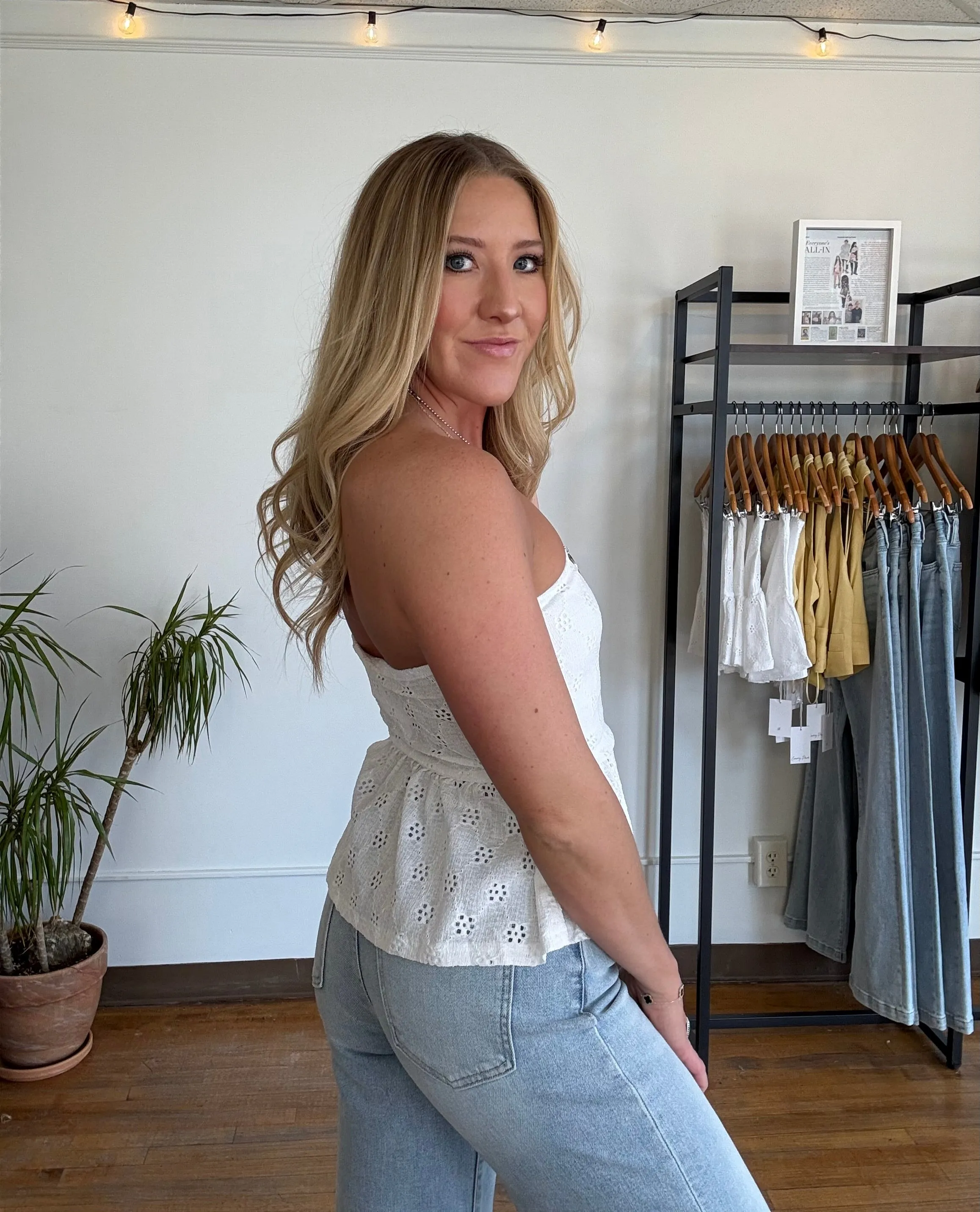 Ellie Strapless Eyelet Top