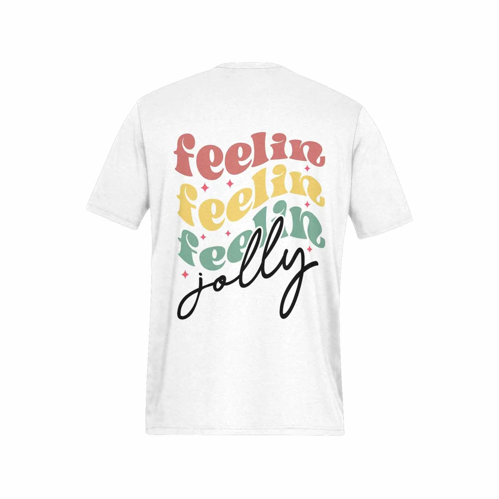 Feelin Jolly Christmas Shirt Retro Letter Print Oversized Top Groovy Christmas Tees