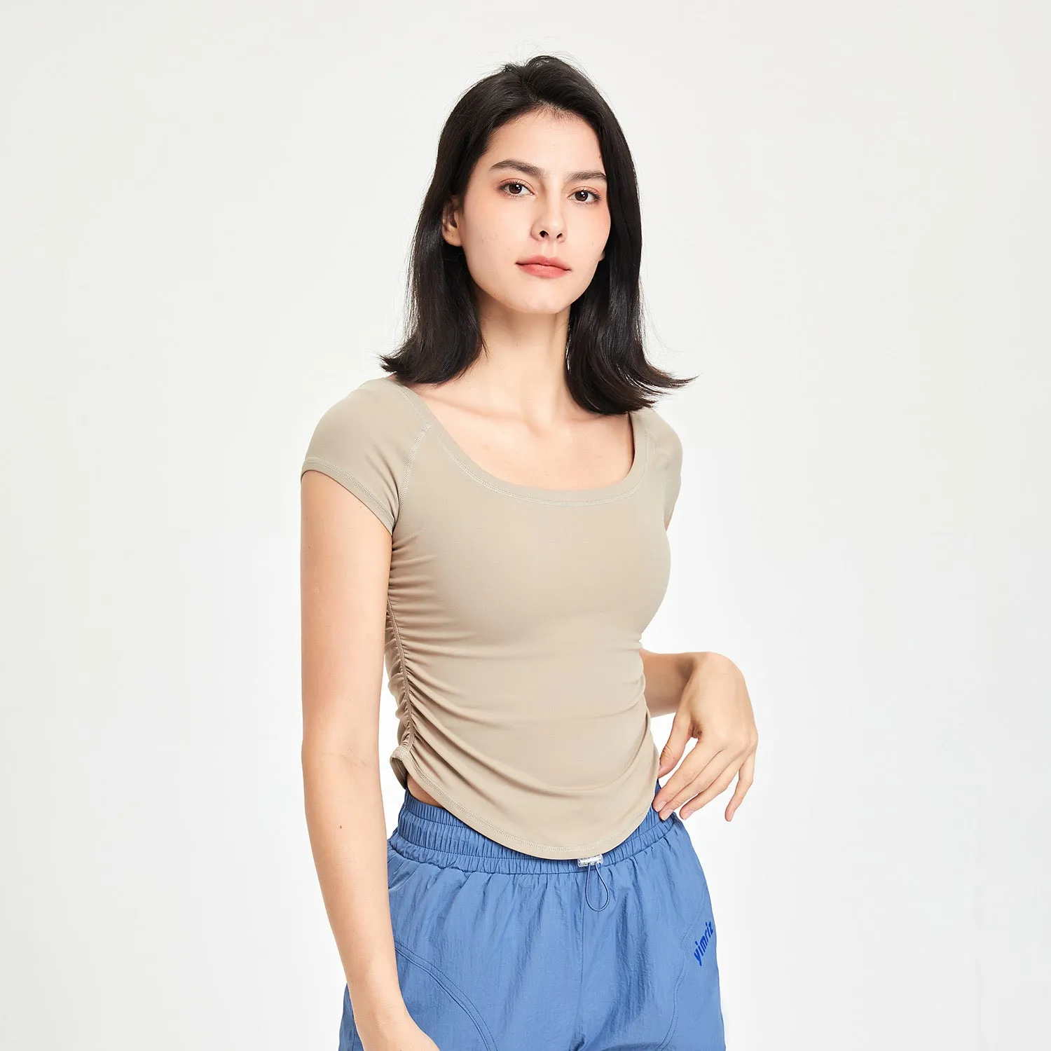 Fitness Clothes Women Tight Sports T shirt Running Training Quick Drying Clothes Short Sleeve Thin Nude Feel Summer Yoga Clothing Top