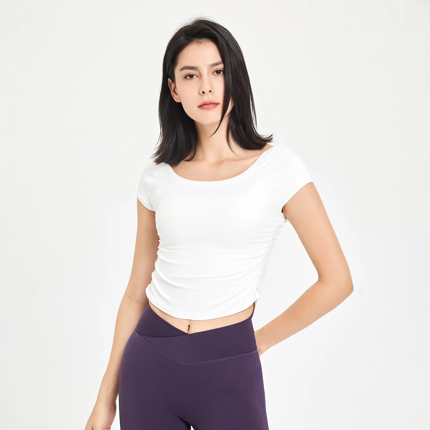 Fitness Clothes Women Tight Sports T shirt Running Training Quick Drying Clothes Short Sleeve Thin Nude Feel Summer Yoga Clothing Top