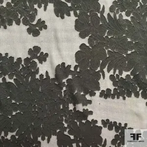 Floral Jacquard Silk Burnout - Black