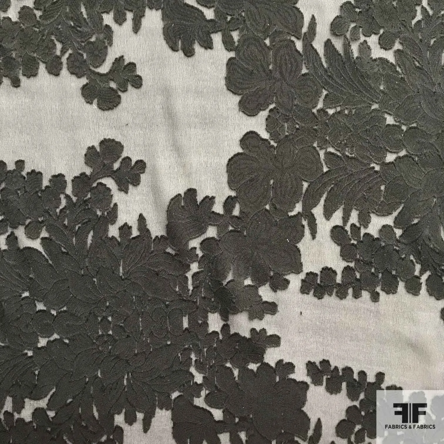 Floral Jacquard Silk Burnout - Black