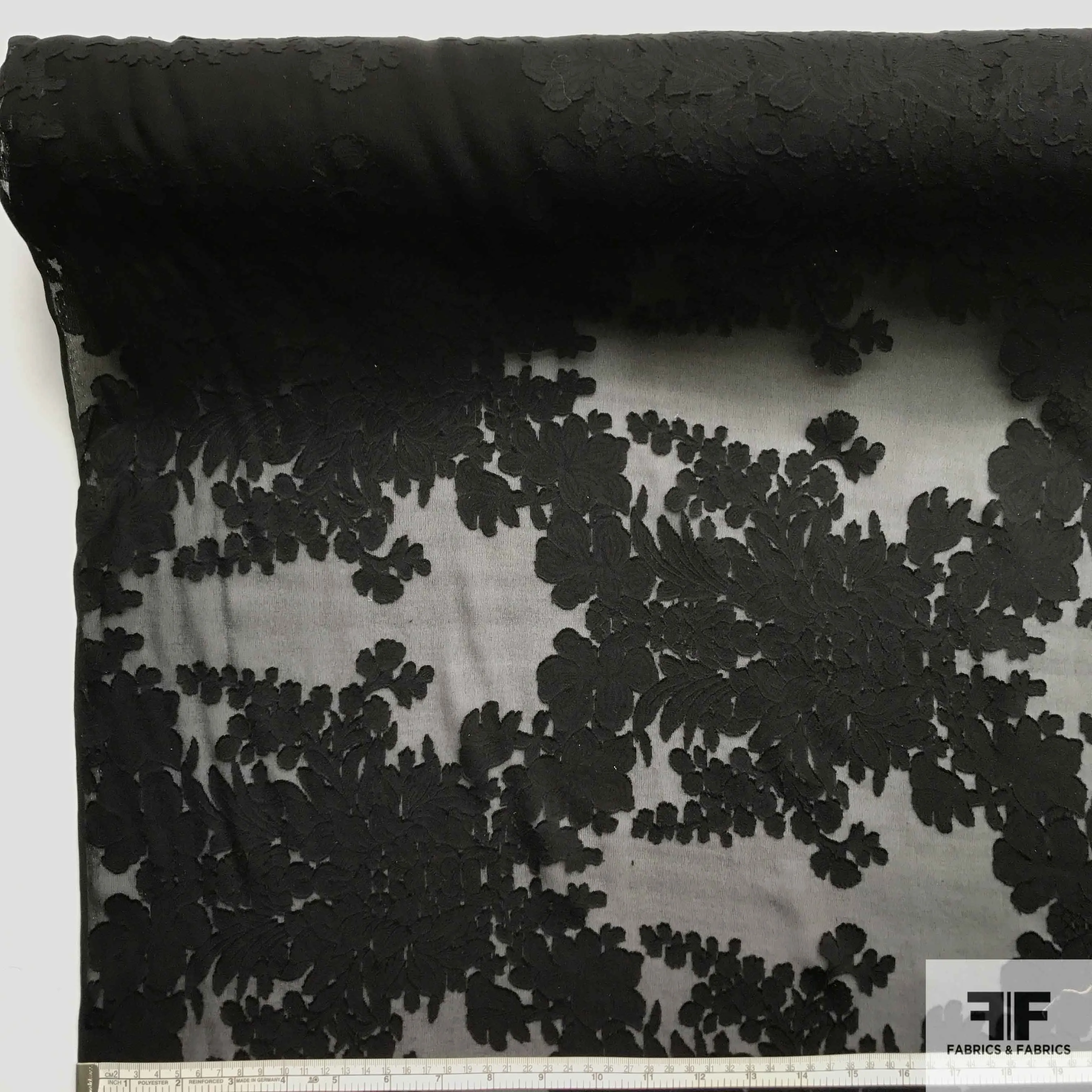 Floral Jacquard Silk Burnout - Black