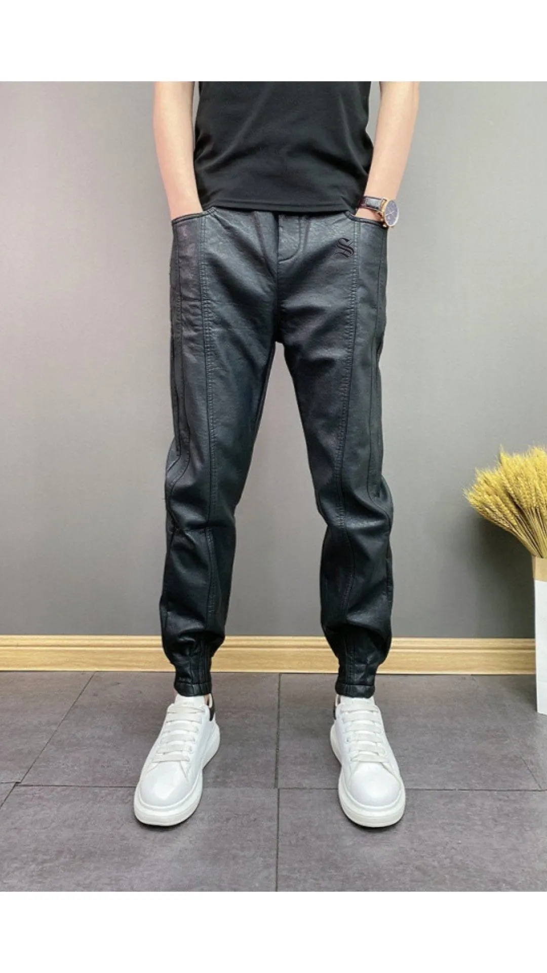 FTEW - Black Pu-Leather Pant’s for Men