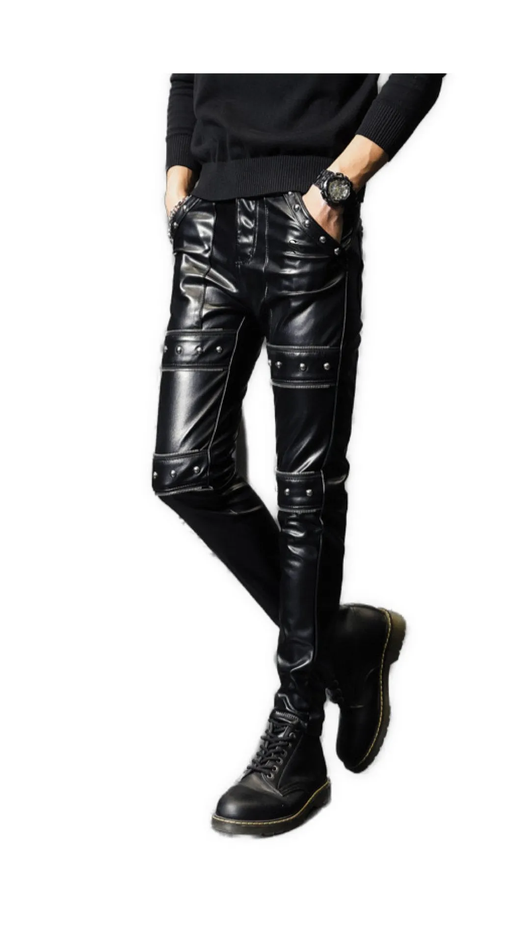 Hadolan - Black Pu-Leather Pant’s for Men