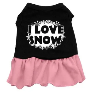 I Love Snow Screen Print Dress Black with Pink Lg (14)