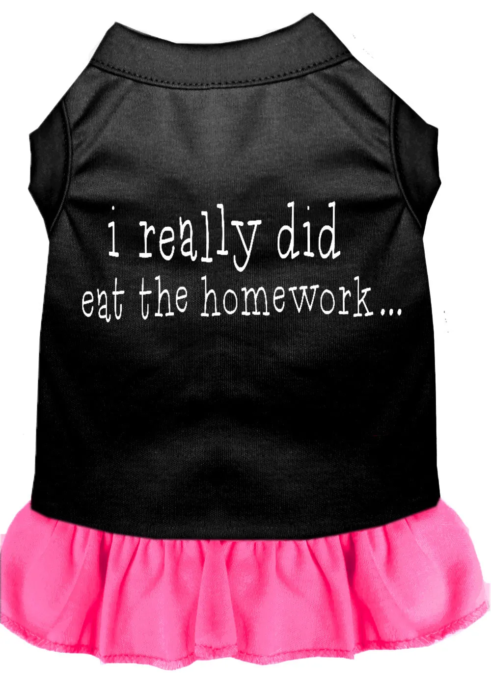 I Really Did Eat The Homework Screen Print Dress Black With Bright Pink Sm