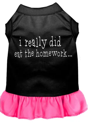 I Really Did Eat The Homework Screen Print Dress Black With Bright Pink Sm